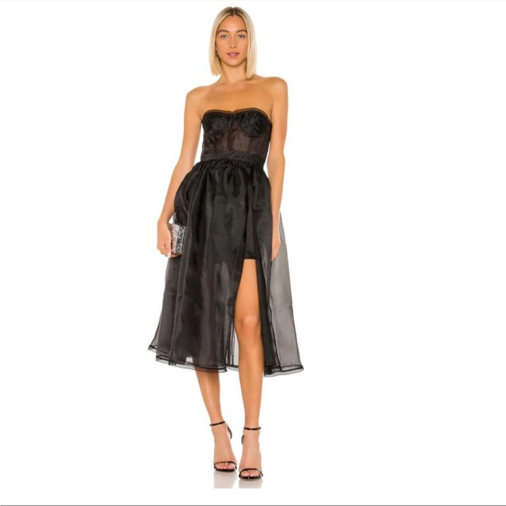 Revolve NBD Imagine Gown Elegant Semi Sheer Side Slit
